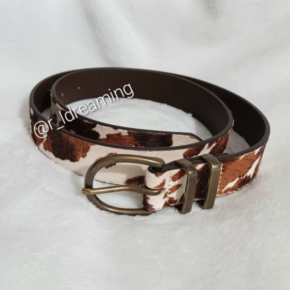 NWOT GAP Cow Print Calf Hair Belt Size Medium - Picture 3 of 7